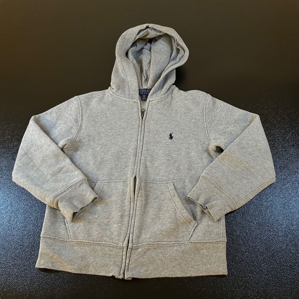 Polo Ralph Lauren Full Zip Hoodie Sweatshirt Pony Logo Gray Youth Small (8)
